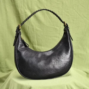 Designer Genuine Leather Lady Hobo Bags Casual Women Shoulder Bags Soft Leather Half Moon Bag