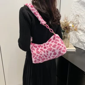 Designer Style Winter Fluffy Fashion Single Strap Underarm Hobo Bag Ladies Daily Travel Zipper Crossbody Handbag
