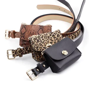 Designer Waist Bag Female Leopard Snake Pattern Ladies Belt Bag Waist Bag Belt Mobile Phone Flap Chain Belt Leather Fanny Pack