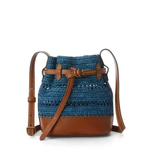 Designer Woven Portable Straw Bag Practical One shoulder Bucket Bag Luxury Handmade Straw Leather Color Matching