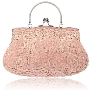Diamond Embroidery Beaded Satin Evening Bag Elegant Party Accessory