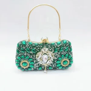 Diamond Evening Clutch Shoulder Bag Popular Fashion Metal Chain Handmade Rhinestones Handbag Daily Use