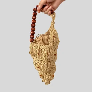 Diamond encrusted Conch Straw Bag Handbag Summer Woven Beach Women’s Shoulder Bag String Single Strap Polyester