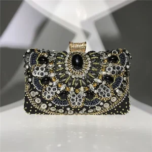 Dinner Bag Handmade Bead Embroidery Diamond Fashion Retro Evening Clutch Bags With Crystal Sac Tendance