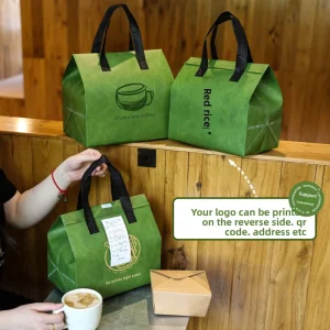 Disposable Commercial Aluminum Foil Insulated Bag DuPont Paper Texture Internet Famous Takeout Non Woven Tote Thickened Food