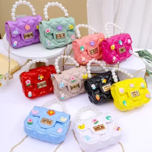 Diy Toddler Kids Beaded Little Girls Pearl Handbags Shoulder Crossbody Bag Chain Strap Kids Promotional Business Gifts