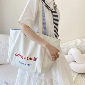 Double Sided Usable Eco friendly Large Capacity Gift Bag Low MOQ Custom Printed Canvas Boat Tote Bag for Daily Travel