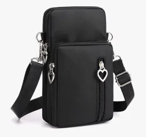 Double Zipper Women’s Shoulder Bag Fashion Waterproof Mobile Phone Bag with Heart Sacs a Main Pour Femmes