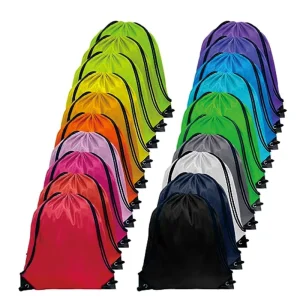 Drawstring Backpacks Bulk Cinch Sack Eco-Friendly Polyester Custom Logo Medium Size Gift Bags for Travel Sports Gym Party