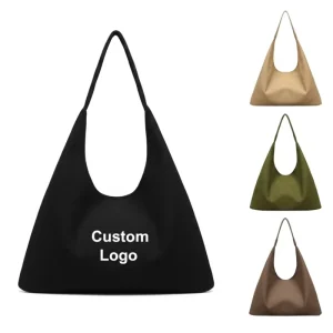 Durable Canvas Cotton Shoulder Hobo Bag Women Handbag Snap Button Closure Practical Customizable Available