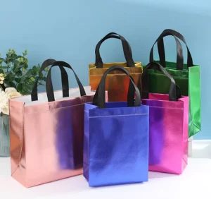 Durable Laser Non woven Bags with Laminated Aluminum Coating Gift & Craft Handbags Shopping Bags Custom Logo Printable