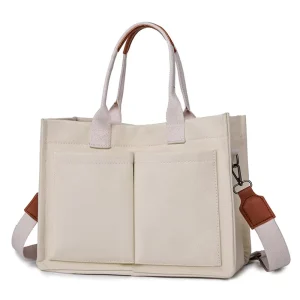 Durable Multi Pocket Crossbody Shoulder Bag Large Capacity Women’s Satchel Handbag for Work Travel Canvas Tote Bag With Handle