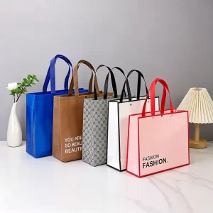Durable Non Woven Coated Tote Bag with Button Closure and Silk Screen Logo Printing for Craft Advertising