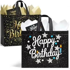 Durable Non Woven Fabric Birthday Gift Bags with Hand Length Handle and Logo Option for Long Term Agent Cooperation