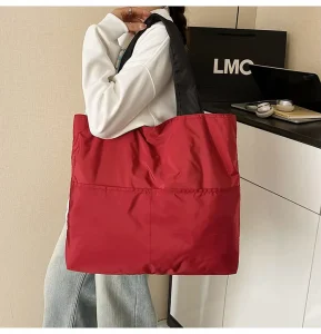 Durable Waterproof Geometric Nylon Cloud Tote Bag Foldable Portable Zipper Design Large Capacity Household Shopping Handbag