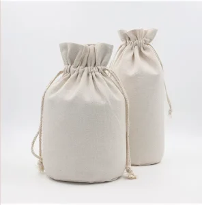 Dust Proof Natural Cotton Drawstring Rice Bag With Round Bottom