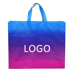 ECO Recycled Non Woven Bag Gradient Color Heavy Duty Eco Friendly Reusable Shopping Tote Custom Logo