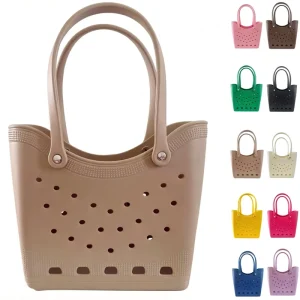 EVA Rubber Beach Bag Waterproof Travel Tote Bag for Women Outdoor Summer Beach Tote Washable Bag Open Handbag for Daily