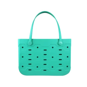 EVA Two Handle Open Closure Waterproof Beach Bag Jelly Hollow Woven Bucket Shape Shopping Basket Korean Style Hand Chains