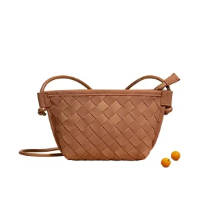Early Autumn New Frosted Suede Single Strap ZIP Shoulder Crossbody Bag Retro Fashion Hand woven Small Square Polyester Lining
