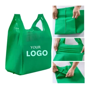 Eco Friendly Biodegradable Reusable PP Non Woven Recyclable Supermarket Grocery Gift Shopping Bag Printed Vest Handle UV Coating