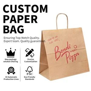 Eco Friendly Biodegradable Shopping Paper Bag Custom Printed Brown Kraft Paper Packaging Design With Handle Bulk
