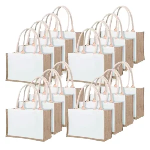 Eco Friendly Blank Cotton Tote Bags Reusable Canvas Jute Shopping Bag for Grocery and Gift Use