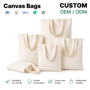 Eco Friendly Canvas Bags Natural Cotton Reusable Blank Logo Print for Grocery Shopping Tote Bag Factory Supplier