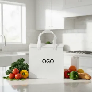 Eco Friendly Cooler Food Tote Bag with Self Adhesive Seal Aluminum Foil Laminated Non Woven Insulated Coffee Takeaway Bag
