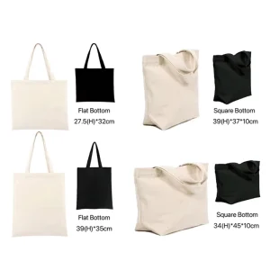 Eco Friendly Creamy Beige Black Blank Reusable Cotton Shopping Bag Canvas Plain Tote Bags with Logo for Women Shoulder Grocery