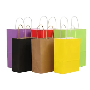 Eco Friendly Durable Kraft Paper Shopping Bags with Handles Reusable Packaging Bag Ideal for Canned Food Retail Shops