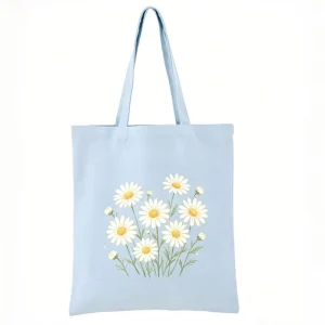 Eco Friendly Foldable Canvas Tote Bag with Zipper Closure Fashion Style Reusable Handbag for Travel & Groceries