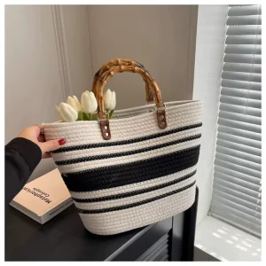Eco-Friendly Large Capacity Fashion Straw Bag Summer Woven Handbag Straw Weaving Beach Tote Bag for Women