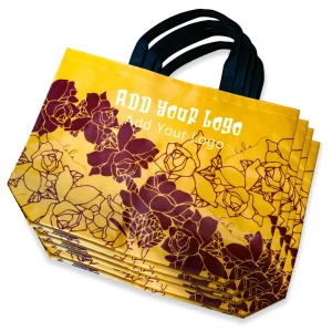 Eco Friendly Large Tote Non Woven Fabric Gift Bag Reusable with Gold and Silver Recyclable and Sustainable Packaging