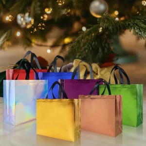 Eco-Friendly PP Non-Woven Multicolor Tote Garment Bag Reusable Christmas New Year Gift Mailing Supermarket Use