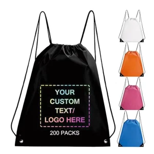 Eco-Friendly Polyester Drawstring Shopping Bags for Sports and Travel with Custom Logo