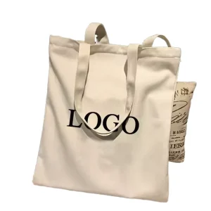 Eco Friendly Reusable Shopping Bag Large Canvas Tote with Button Embroidered Logo Capacity Grocery Printed Cotton Small Zipper