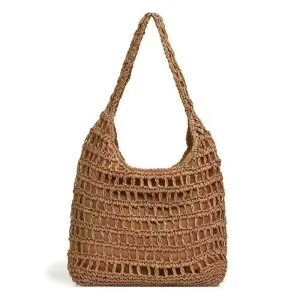 Eco Friendly Straw Beach Bag for Women Summer Woven Tote Bag Packable Paper Straw Purses Handbags for Vacation