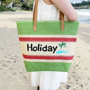Eco Friendly Straw Tote Bags Large Capacity Straw Bag Summer Beach Handbag for Outdoor Travel Shopping