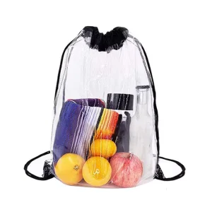 Eco Friendly Transparent Pvc Drawstring Backpack Clear Toiletry Bag Waterproof Storage Bag for Clothes Travel