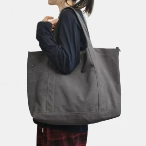 Eco friendly 16oz Cotton CanvasTote Bag Button Closure Handle Bag Large Capacity Tote Bag Solid Color Shoulder Bag for Outdoor