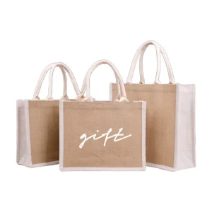 Eco friendly Personalized Customizable Color Logo Minimalist Beach Jute Tote Bag Shoulder Handle Bags