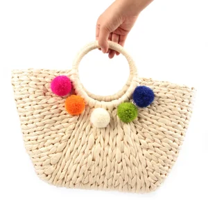 Eco-friendly Straw Bag Handbag Straw Bags Tote Summer Beach Women Luxury Unique Bags Canvas 50 Pcs