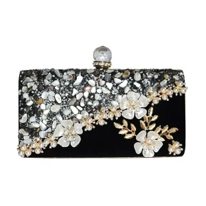 Elegant Clutch Bag Purse Woman Handbag Wedding Bride Clutches Velvet Handmade Flower Evening Bags for Lady prom dresses