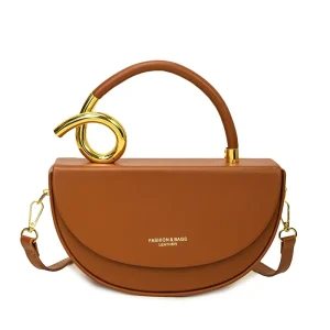 Elegant Designer Leather Crossbody Bag Semi Circular Fashionable Handbag with Waterproof Feature and Candy Pattern Cover