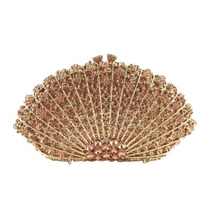 Elegant Fan Shaped Ladies Evening Clutch Bag Banquet Chain Shoulder Bag