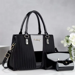 Elegant Fashion PU Waterproof Portable Large Capacity Tote Bag Handbag with Zipper Closure Women Bag
