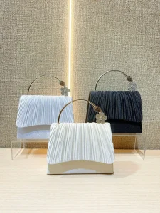 Elegant Geometric Design Evening Clutch Bag for Women Waterproof Polyester with Detachable Chain Strap 19L Capacity