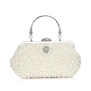 Elegant Hand Bag Tote Purse Ladies Crystal Women Luxury Party Evening Handbag Pearl Bags