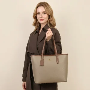 Elegant Women PU Leather Tote Bag Large Top Handle Shoulder Handbag for Daily Use